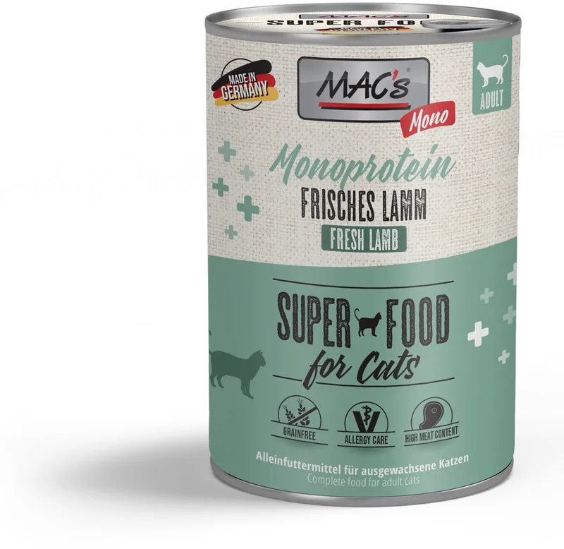 Vetcare Kattenvoer - Mono proteïne - 96,8% Puur Lam 6 x 400g de MAC's – photo produit