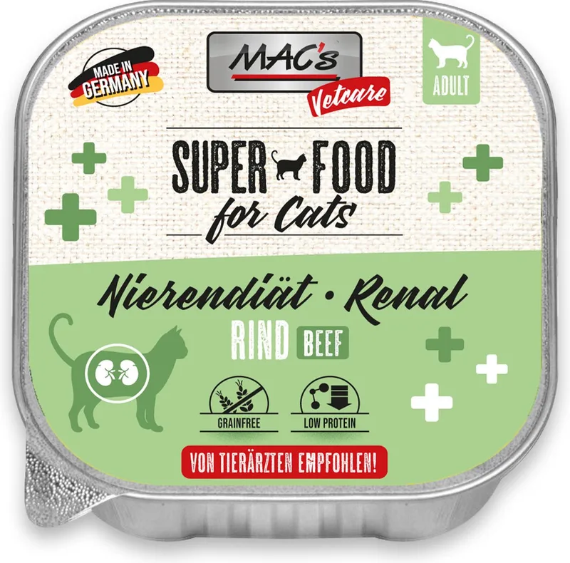 Vetcare Kattenvoer - nierdieet kat - Rundvlees - 8 x 100g de MAC's – photo produit