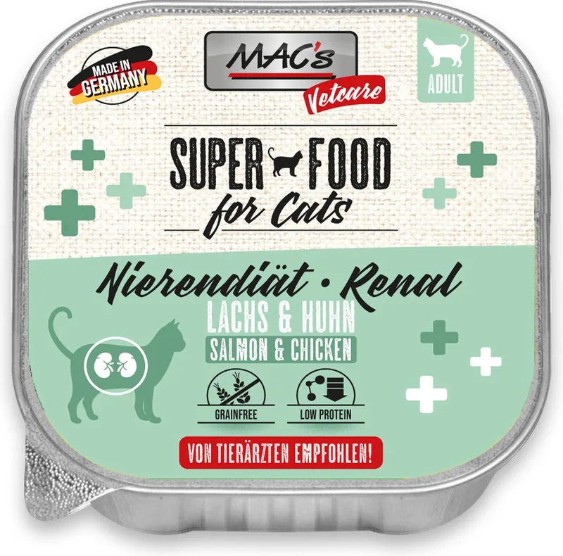 Vetcare Kattenvoer - nierdieet kat - Zalm & Kip - 8 x 100g fra MAC's – produktbillede