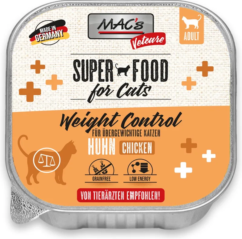 Vetcare Kattenvoer - Weight Control - 63% vers Kippenvlees - 8 x 100g von MAC's – Produktfoto