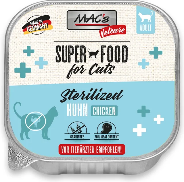Vetcare natvoer - gesteriliseerde kat - 70% Kippenvlees - 8 x 100g