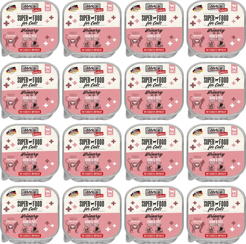 Vetcare Urinary Kattenvoer - 70% Kip & Kalkoen -16 x 100g de MAC's – photo produit