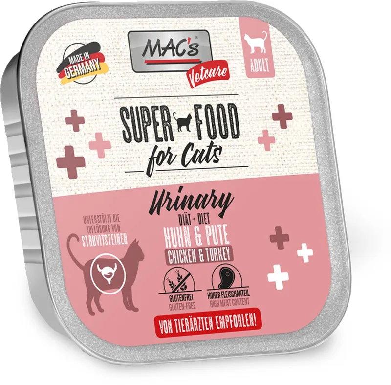 Vetcare Urinary Kattenvoer - 70% Kip & Kalkoen - 8 x 100g de MAC's – photo produit