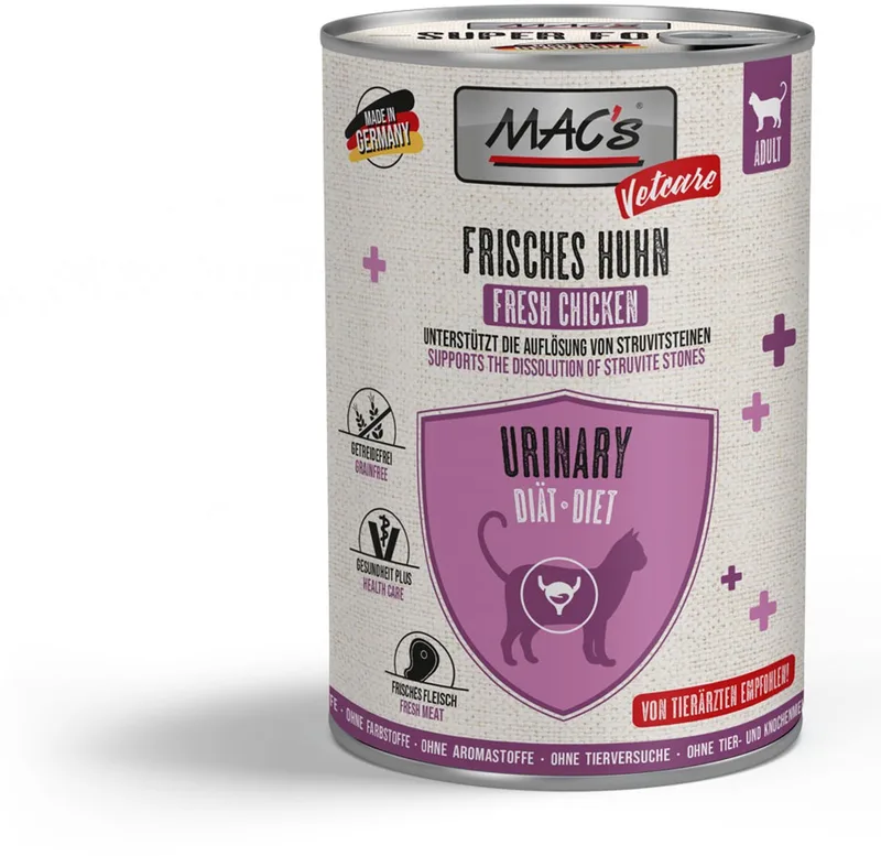 vetcare urinary kattenvoer - kip 96.6% vlees- 6x 400gr - speciaal dieetvoeding bij urineweg en blaas problemen zoals blaasgruis by MAC's – product photo