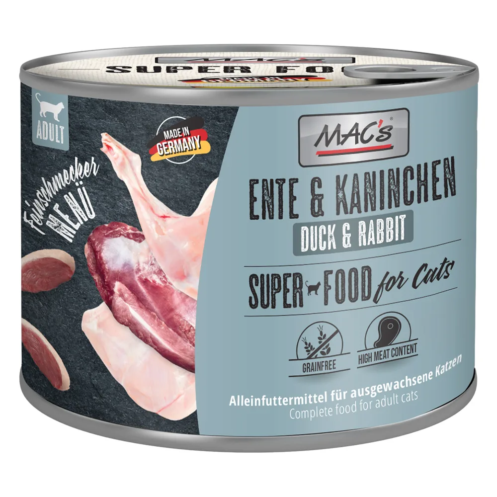 Voordeelpakket MAC's Cat Fijnproever 24 x 200 g Kattenvoer - Eend & Konijn van MAC's – productfoto