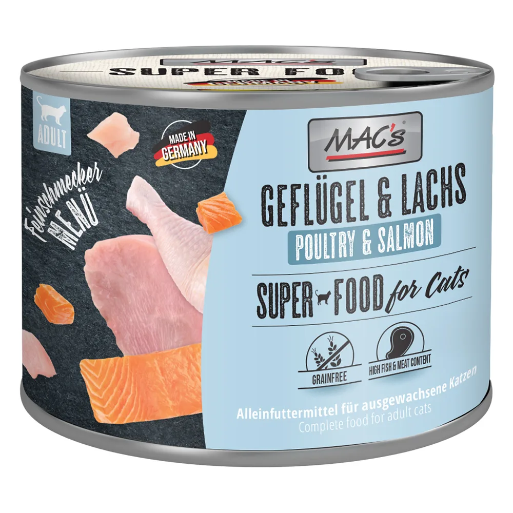 Voordeelpakket MAC's Cat Fijnproever 24 x 200 g Kattenvoer - Gevogelte & Zalm by MAC's – product photo