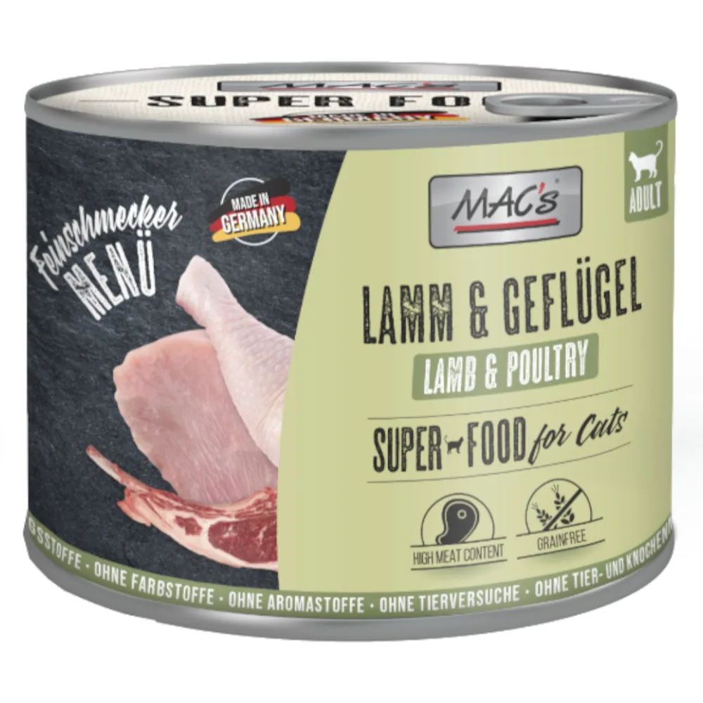 Voordeelpakket MAC's Cat Fijnproever 24 x 200 g Kattenvoer - Lam & Gevogelte van MAC's – productfoto