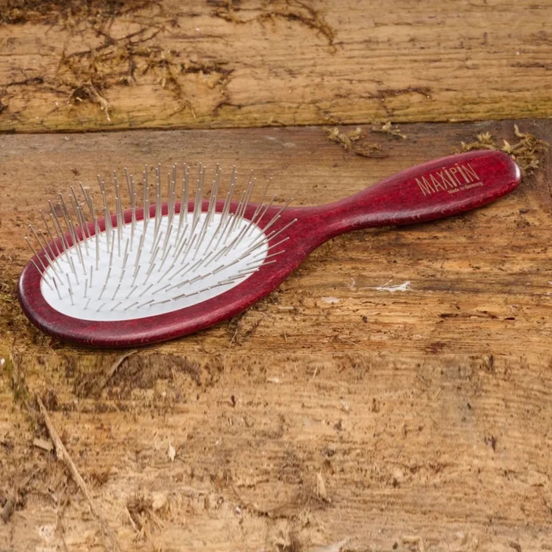 Hondenborstel – Beukenhouten Handvat – Roestvrijstalen Pinnen – Compact Formaat – Ergonomisch Design de Mars Coat-King en Rouge – photo produit