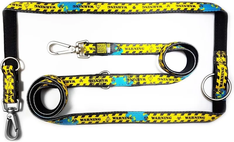 Dangerous Verstelbare Hondenlijn / Hondenriem - Polyester - M - Breedte: 2 cm - Lengte: 200 cm by Max & Molly in Yellow, Black – product photo