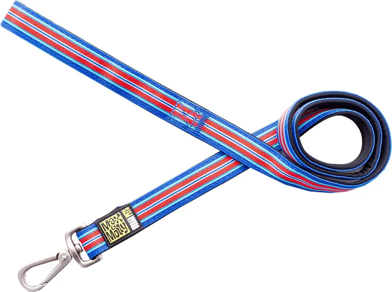 Hampton Strip Hondenlijn / Hondenriem - Polyester - Blauw - XS - Breedte: 1 cm - Lengte: 120 cm de Max & Molly en Bleu, Rouge – photo produit