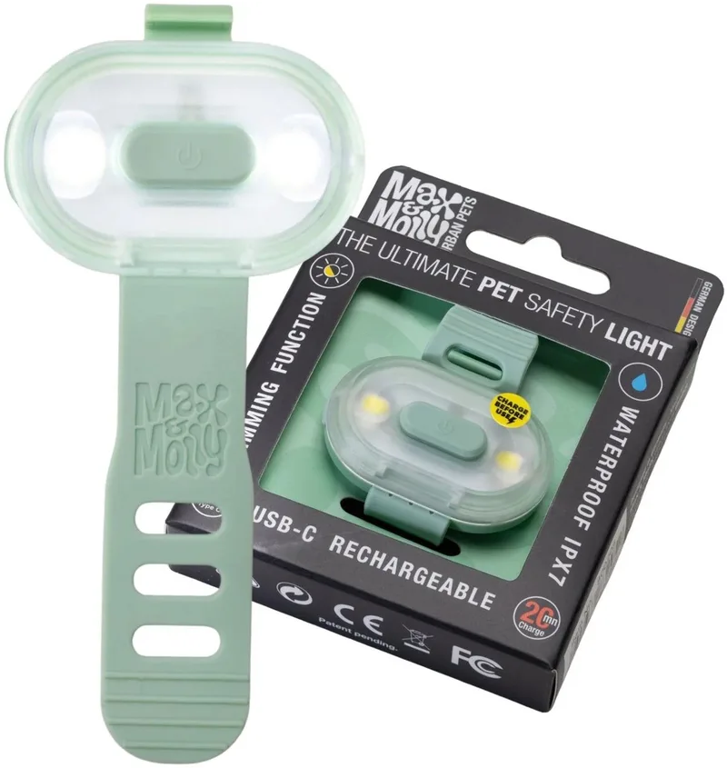 Matrix 2.0 Ultra LED - Jade - oplaadbaar lichtje voor aan halsband/tuig hond by Max & Molly in White, Black – product photo
