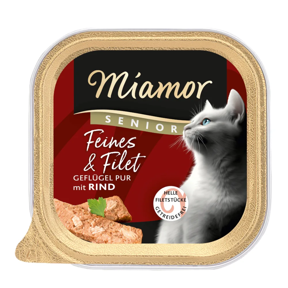 16x 100g Miamor Fijn & Filet Senior Gevogelte Pur & Rund Natvoer voor katten by Miamor – product photo