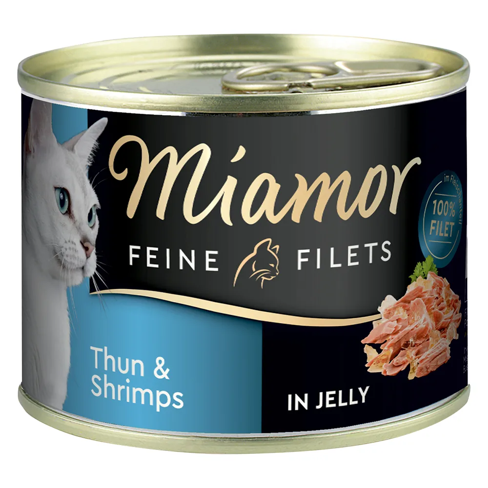 6x185g Fijne Filets Tonijn & Garnalen in Gelei Miamor Kattenvoer by Miamor – product photo