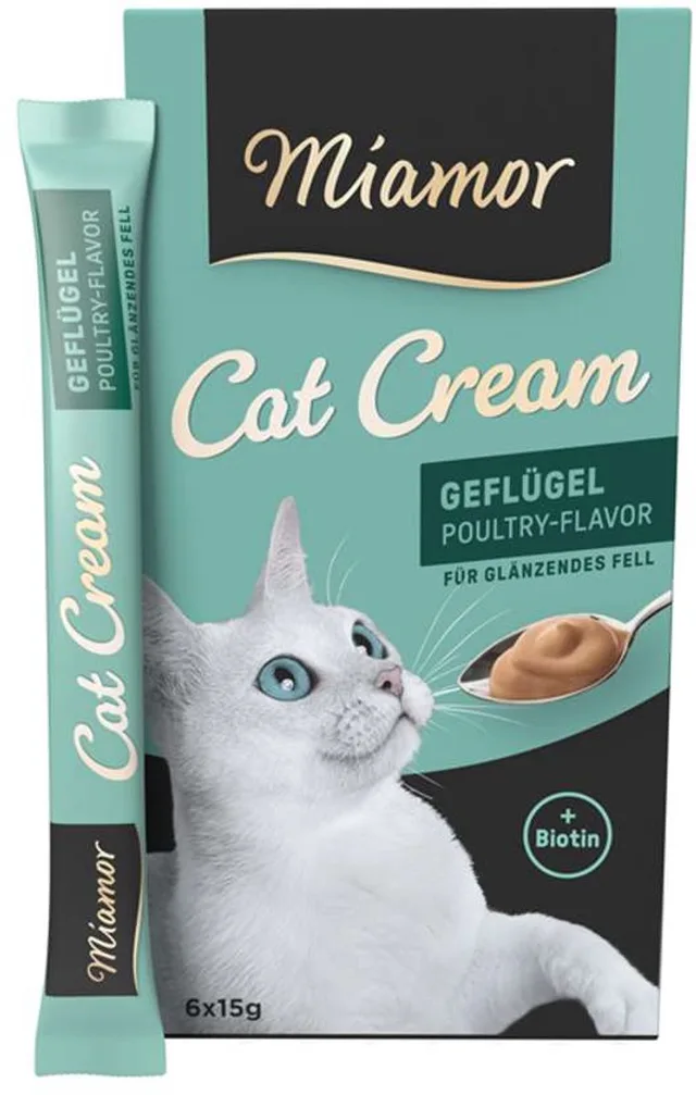Cat Cream - Vloeibare Kattensnack - Gevogelte & Biotine - 48 x 15g (8x6 Multipack)