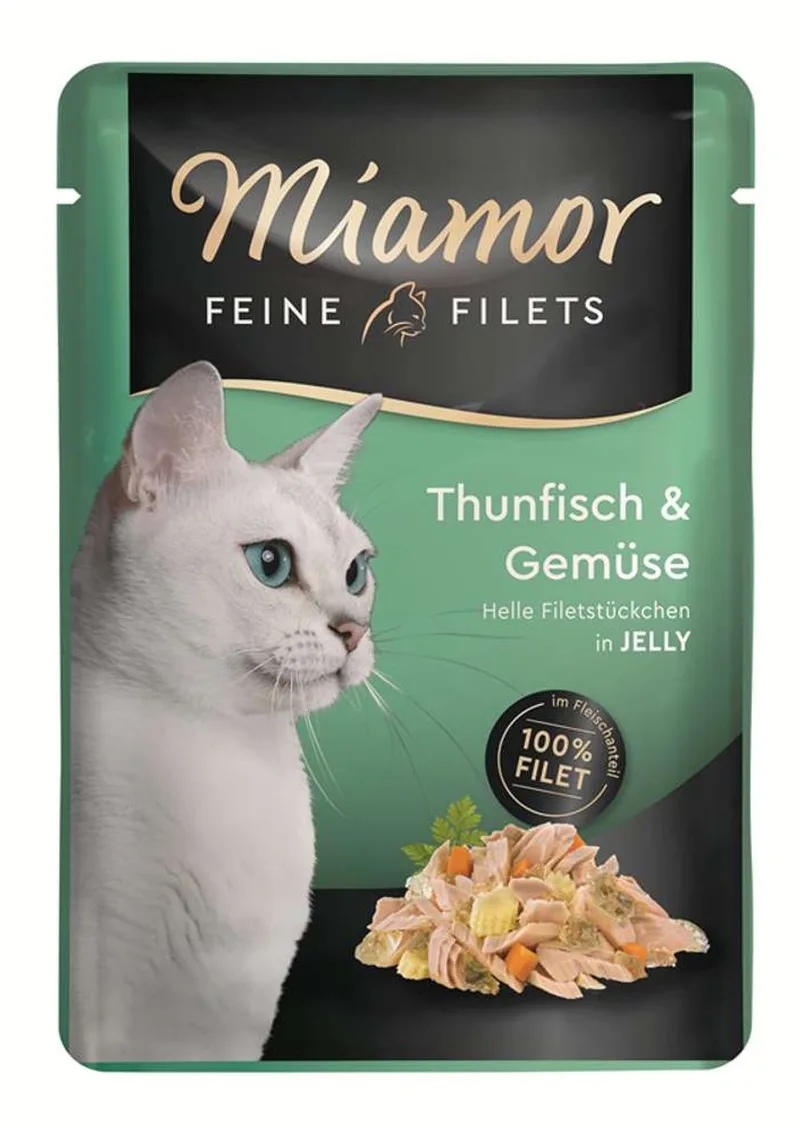 Feine Filets - Natvoer Kat - Tonijn & Groenten in Gelei - Vetarm - 24 x 100g by Miamor – product photo