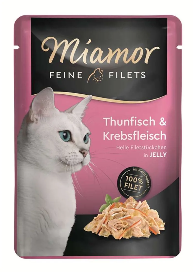 Feine Filets - Natvoer Kat - Tonijn & Krab in Gelei - Vetarm - 24 x 100g fra Miamor – produktbillede