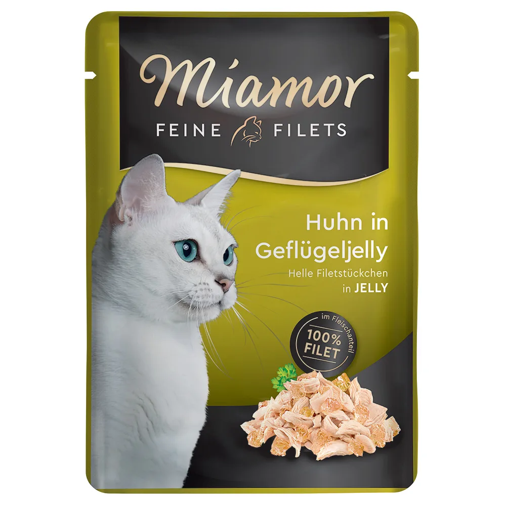 Fijne Filets 6 x 100 g Kattenvoer - Kip in Gevogeltegelei by Miamor – product photo