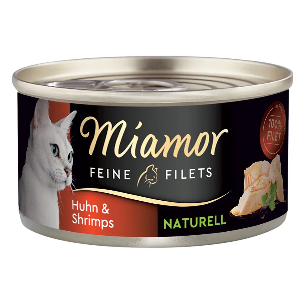 Fijne Filets Naturel 6 x 80 g Kattenvoer - Kip & Garnaal van Miamor – productfoto