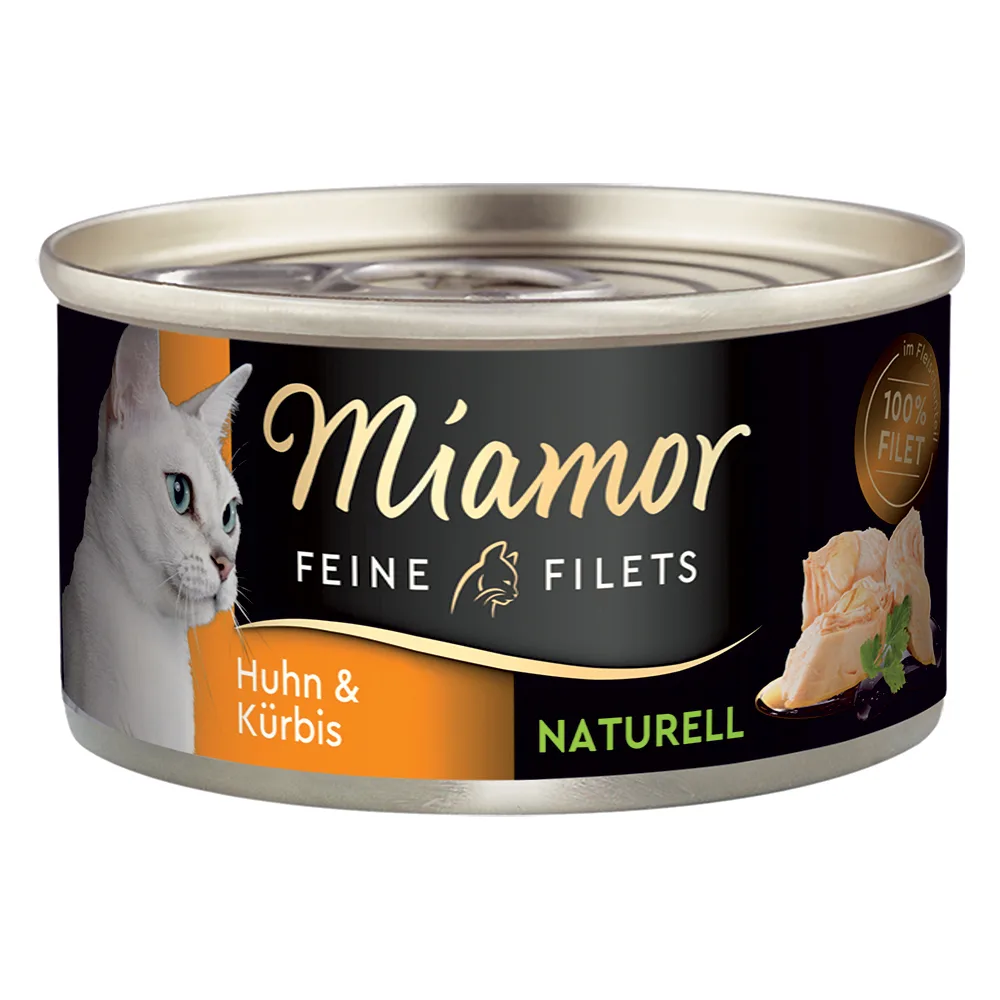 Fijne Filets Naturel 6 x 80 g Kattenvoer - Kip & Pompoen van Miamor – productfoto