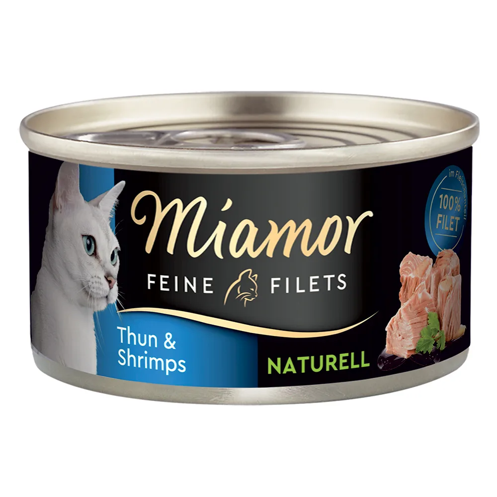 Fijne Filets Naturel 6 x 80 g Kattenvoer - Tonijn & Garnalen van Miamor – productfoto