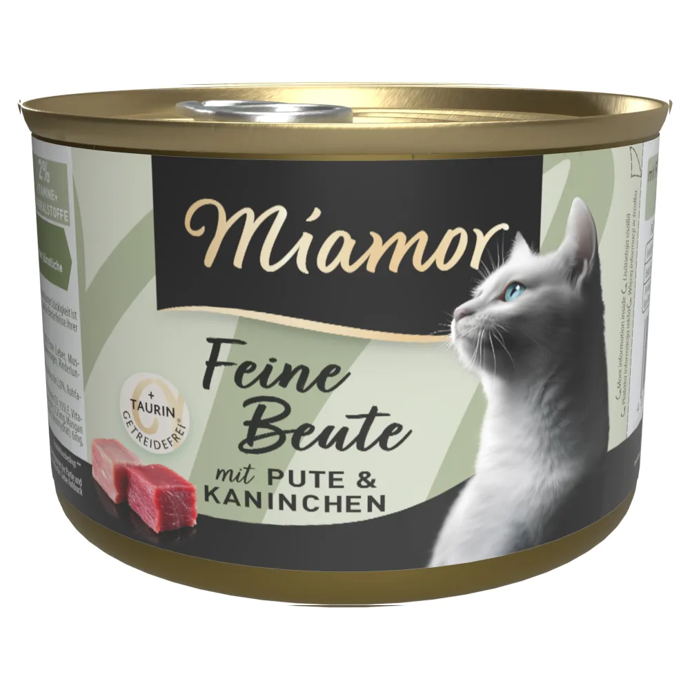 Fijne Prooi Kattenvoer 12 x 185 g - Kalkoen & Konijn van Miamor – productfoto