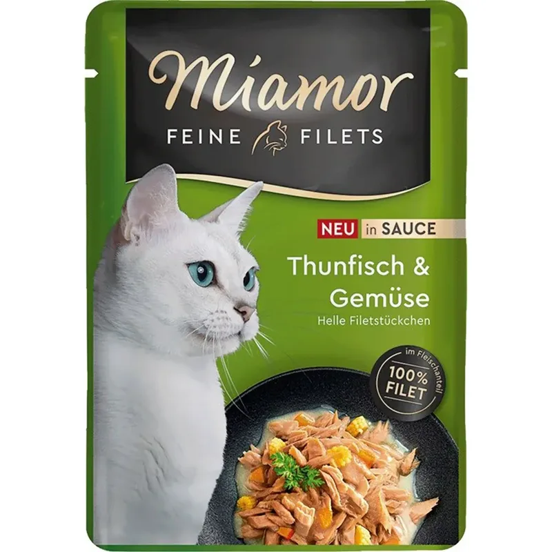 Filets Fins De Thon Avec Sauce Aux Légumes Nourriture Humide Pour Chat 100g de Miamor – photo produit