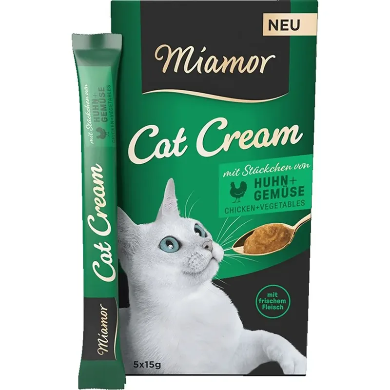 Poulet Crémeux Aux Légumes Friandises Nourriture Humide Pour Chat 5x15g de Miamor – photo produit