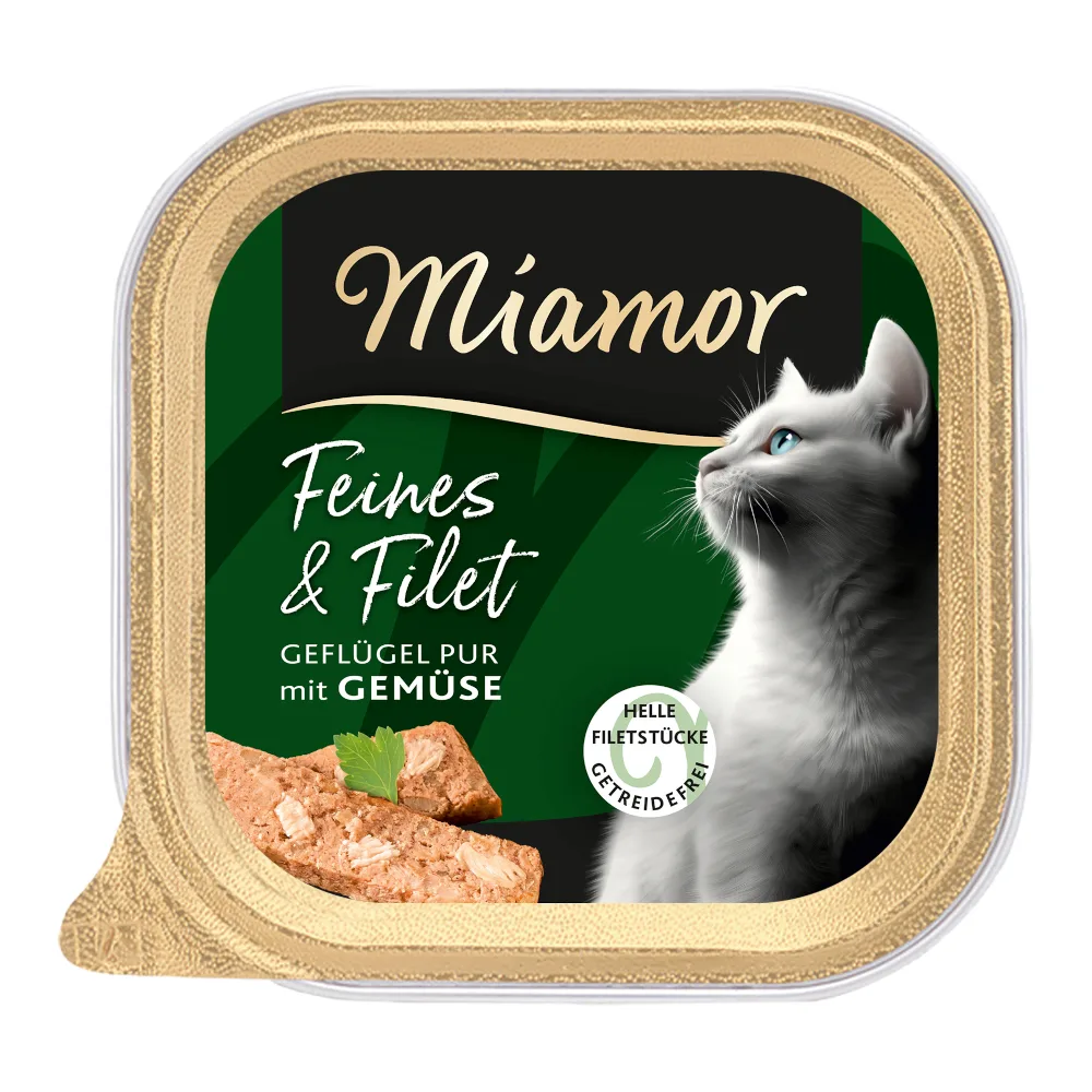 Voordeelpakket: 32x 100g Miamor Fine & Filet Gevogelte Pur & Groenten natvoer voor katten van Miamor – productfoto