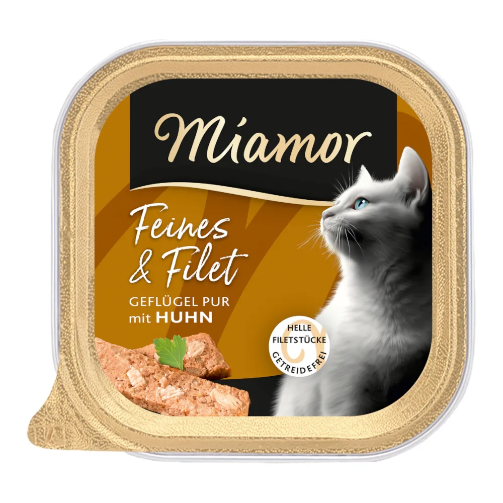 Voordeelpakket: 32x 100g Miamor Fine & Filet Gevogelte Pur & Kip nat kattenvoer van Miamor – productfoto