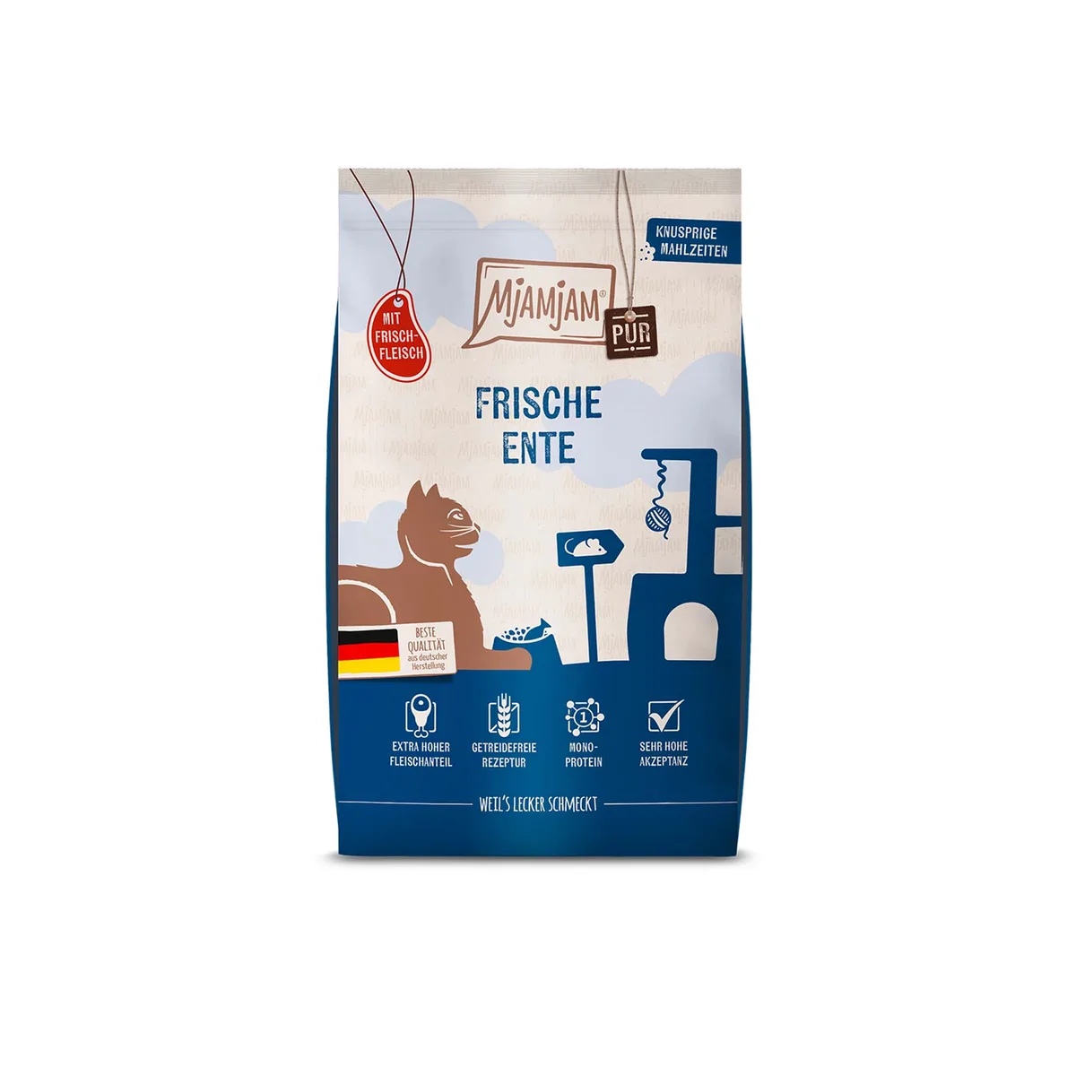 1,5kg MjAMjAM Knapperige Maaltijden Pure Eend Kattenvoer droog de MjAMjAM – photo produit