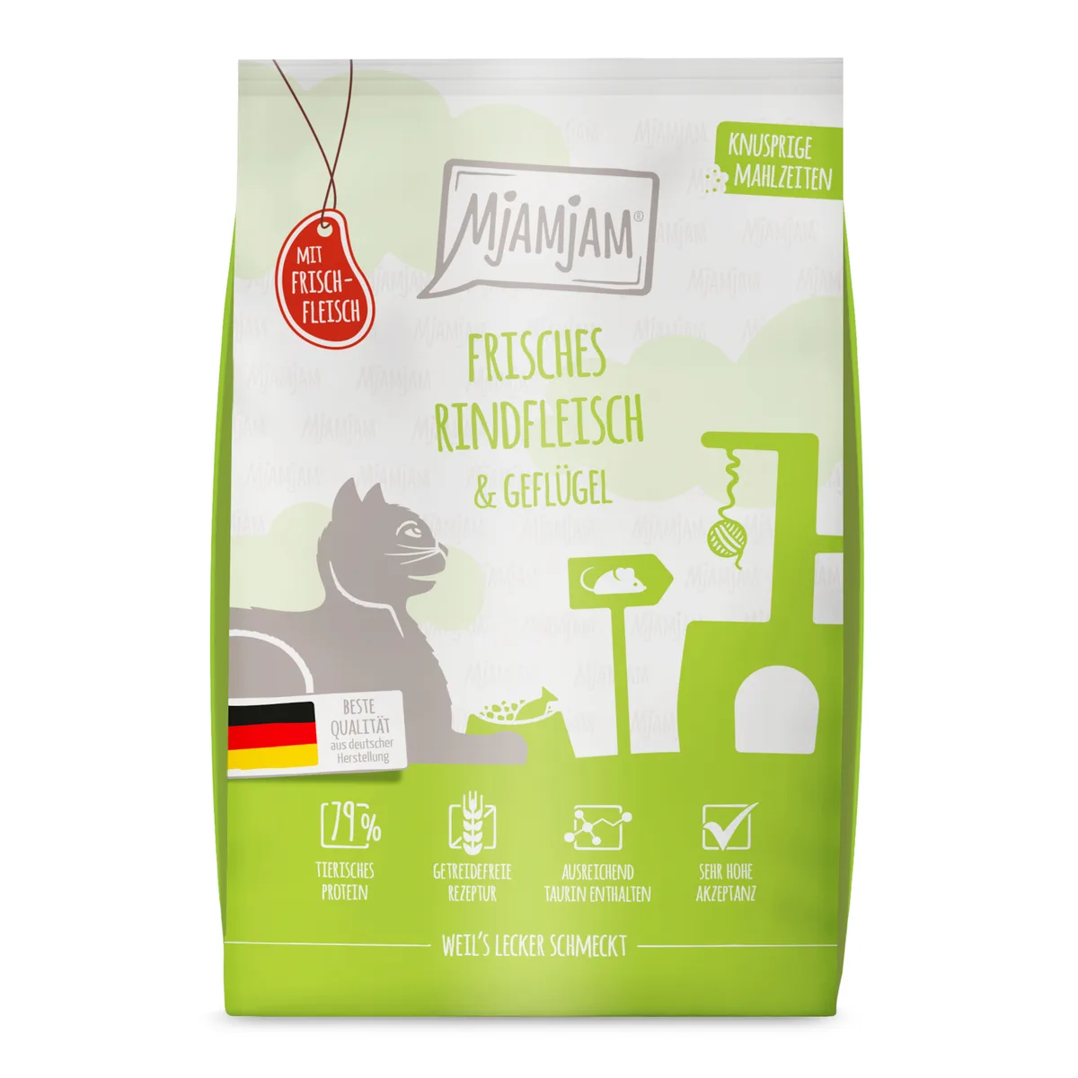 1,5kg MjAMjAM Knapperige Maaltijden Rund & Gevogelte Kattenvoer droog by MjAMjAM – product photo