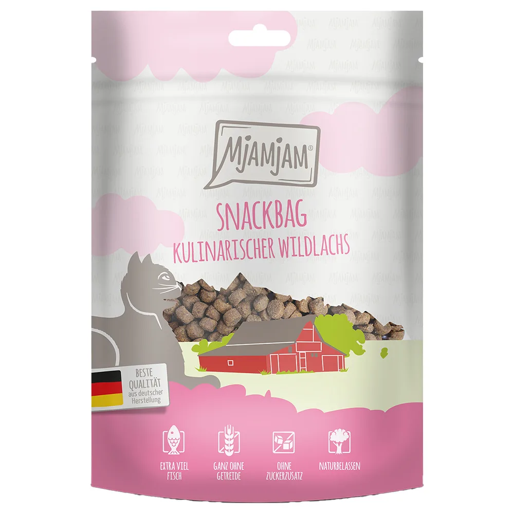 125g MjAMjAM Snackbag Culinaire Wilde Zalm Kattensnacks de MjAMjAM – photo produit