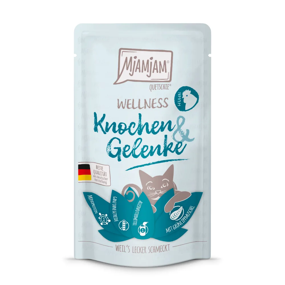 12x 125g MjAMjAM Wellness Botten & Gewrichten - Kip natvoer voor katten de MjAMjAM – photo produit