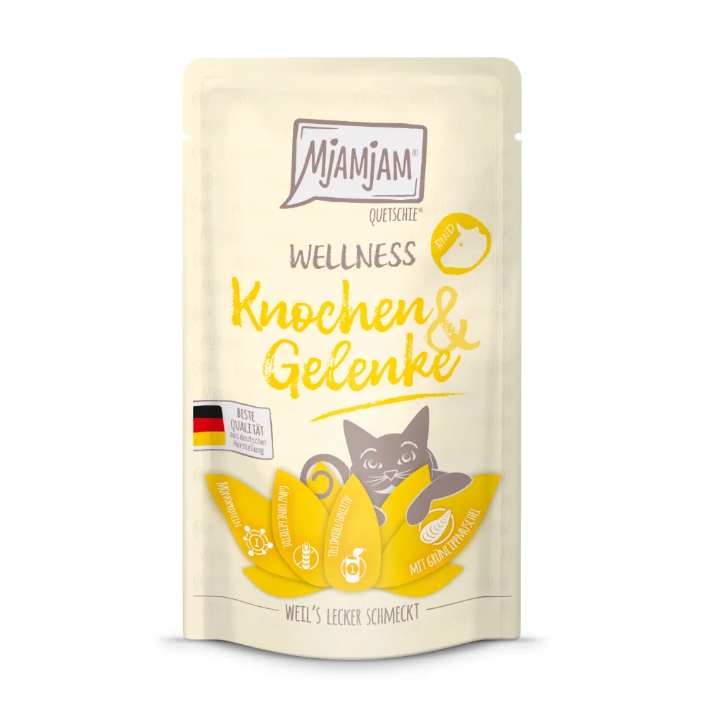 12x 125g MjAMjAM Wellness Botten & Gewrichten - Rund nat kattenvoer de MjAMjAM – photo produit