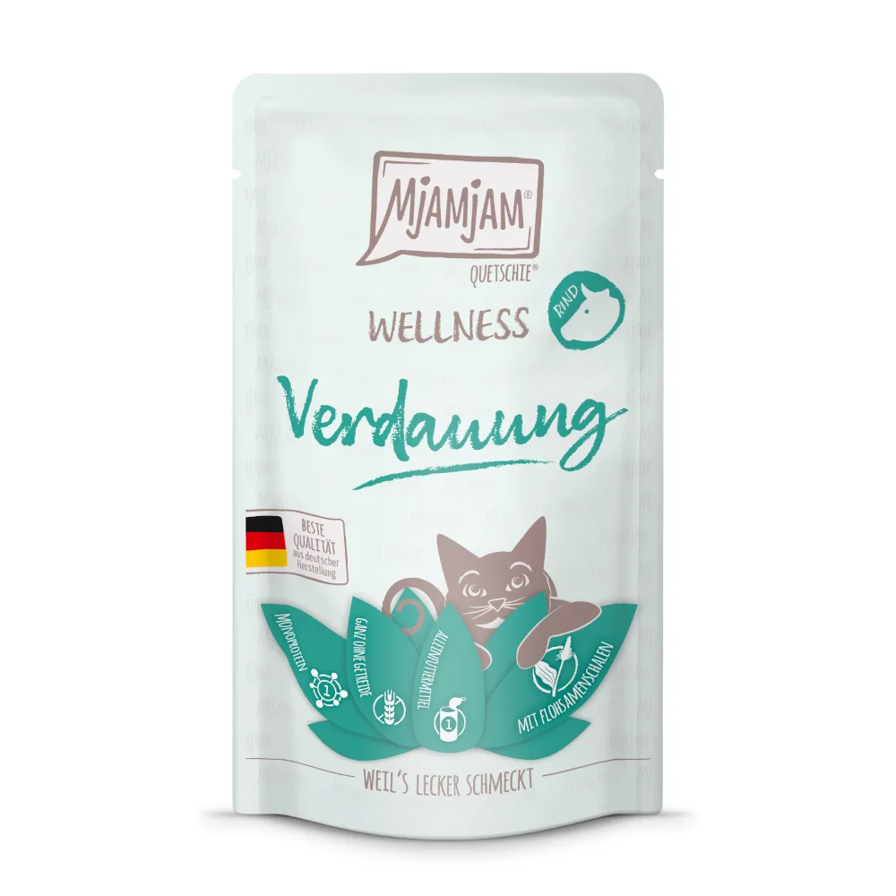 12x 125g MjAMjAM Wellness Digestion - Rund nat kattenvoer de MjAMjAM – photo produit