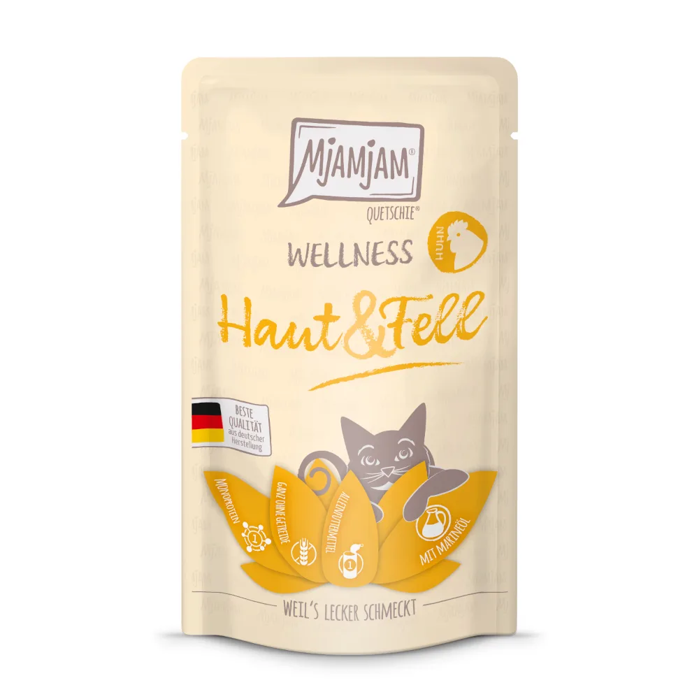 12x 125g MjAMjAM Wellness Huid & Bont - Kip natvoer voor katten by MjAMjAM – product photo