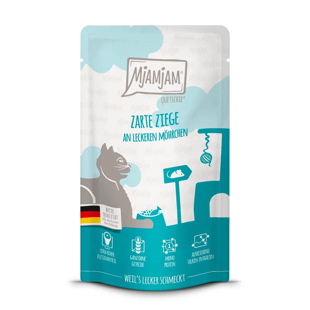 12x125g MjAMjAM Quetschie Geit nat kattenvoer by MjAMjAM – product photo
