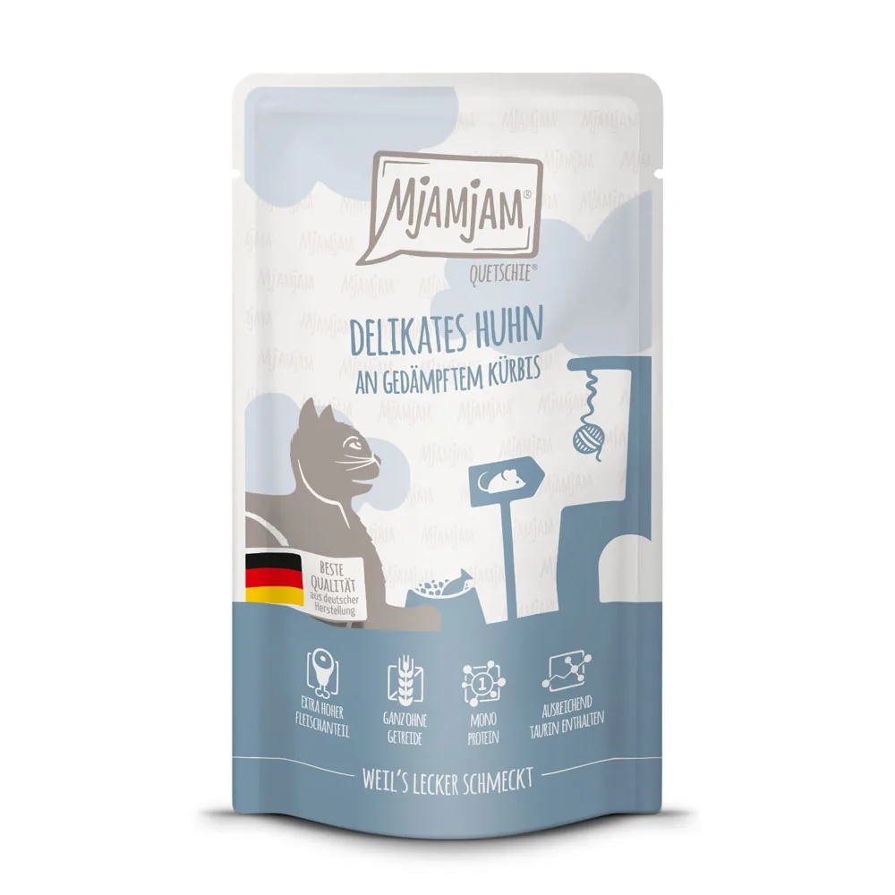 12x125g MjAMjAM Quetschie Kip nat kattenvoer van MjAMjAM – productfoto