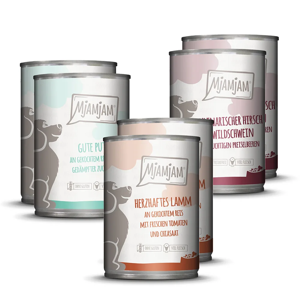 24x400g MjAMjAM Adult hondenmix pakket II (3 soorten) nat hondenvoer by MjAMjAM – product photo