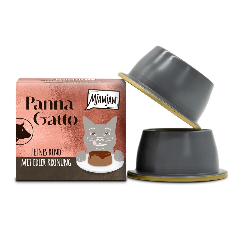 2x80g Fijn Rundvlees met verfijnde topping MjAMjAM Panna Gatto natvoer voor katten van MjAMjAM – productfoto