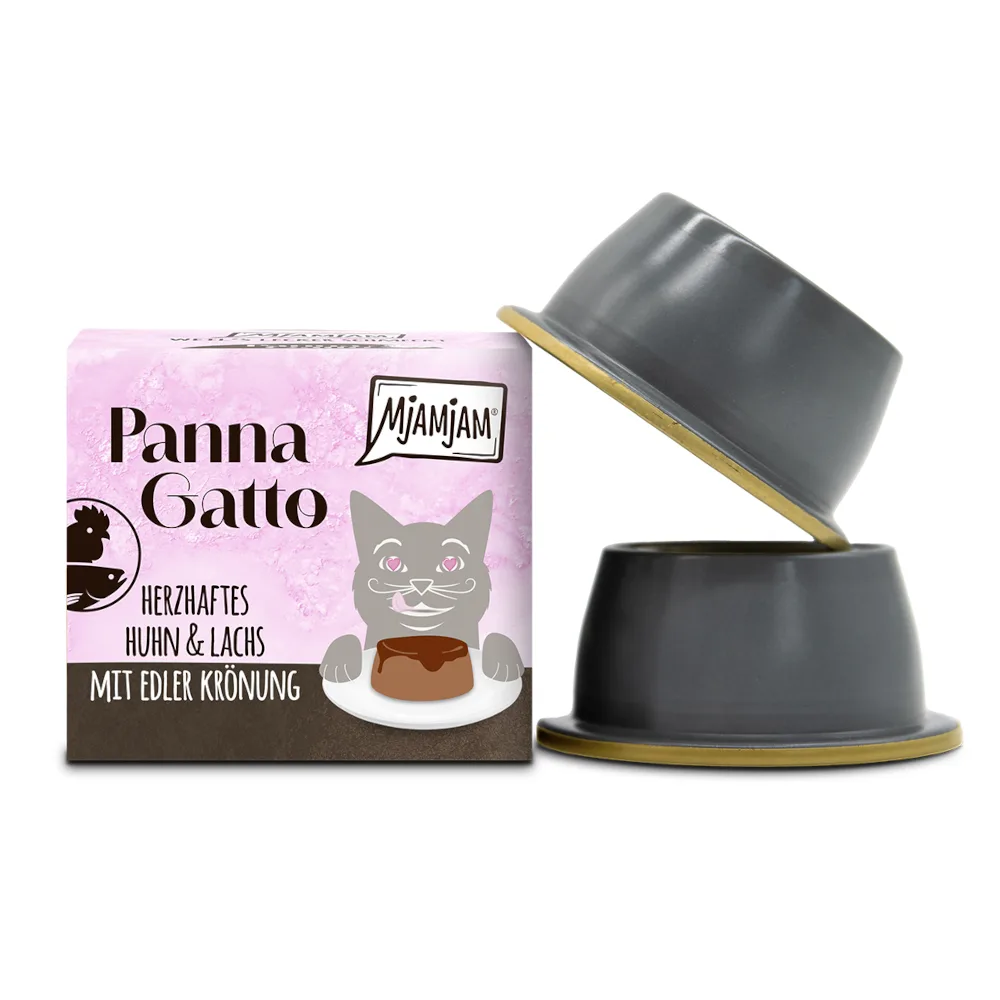 2x80g Hartige Kip & Zalm met verfijnde topping MjAMjAM Panna Gatto natvoer voor katten van MjAMjAM – productfoto