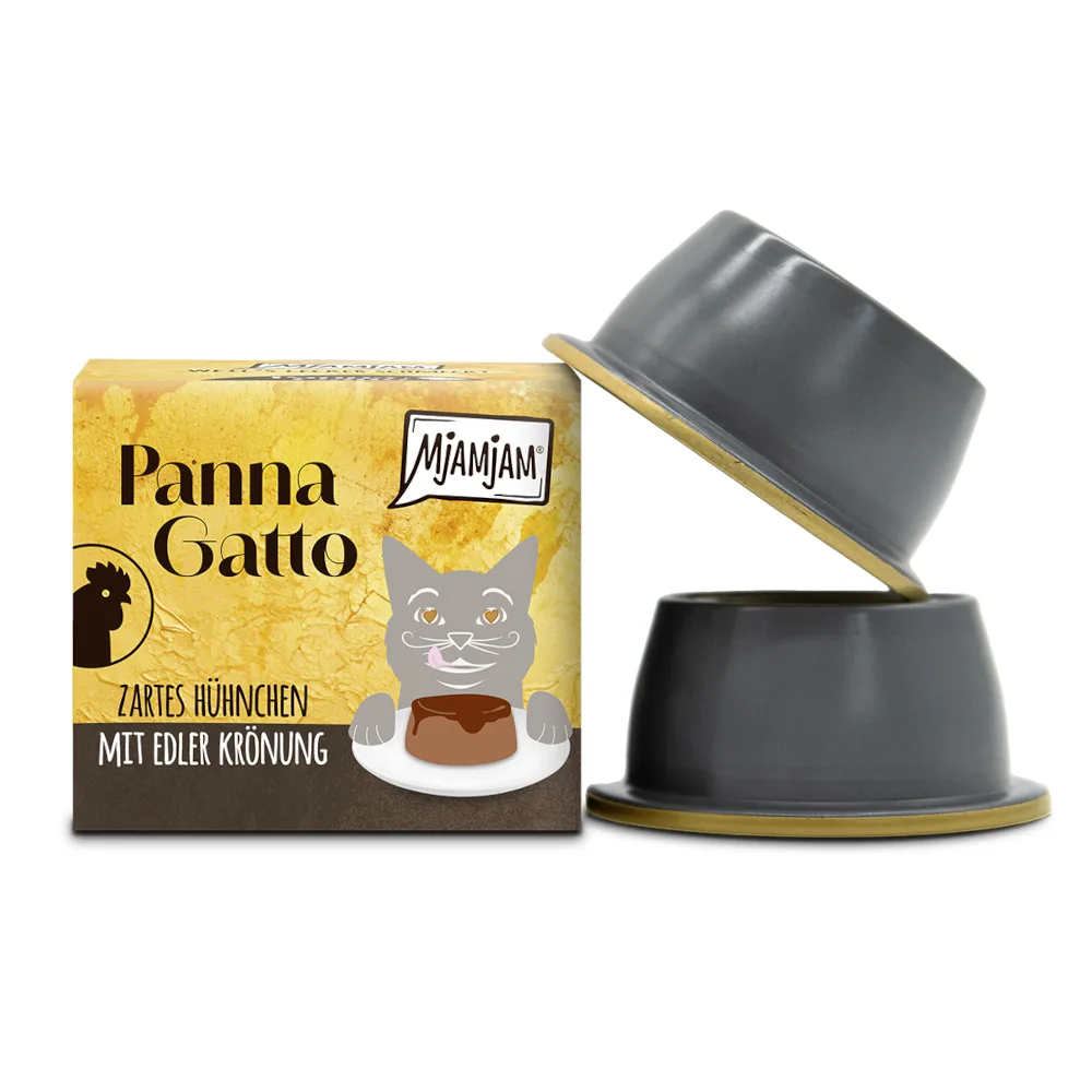 2x80g Kip met verfijnde topping MjAMjAM Panna Gatto natvoer voor katten van MjAMjAM – productfoto