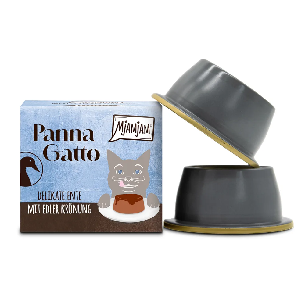 2x80g Malse Eend met verfijnde topping MjAMjAM Panna Gatto natvoer voor katten by MjAMjAM – product photo