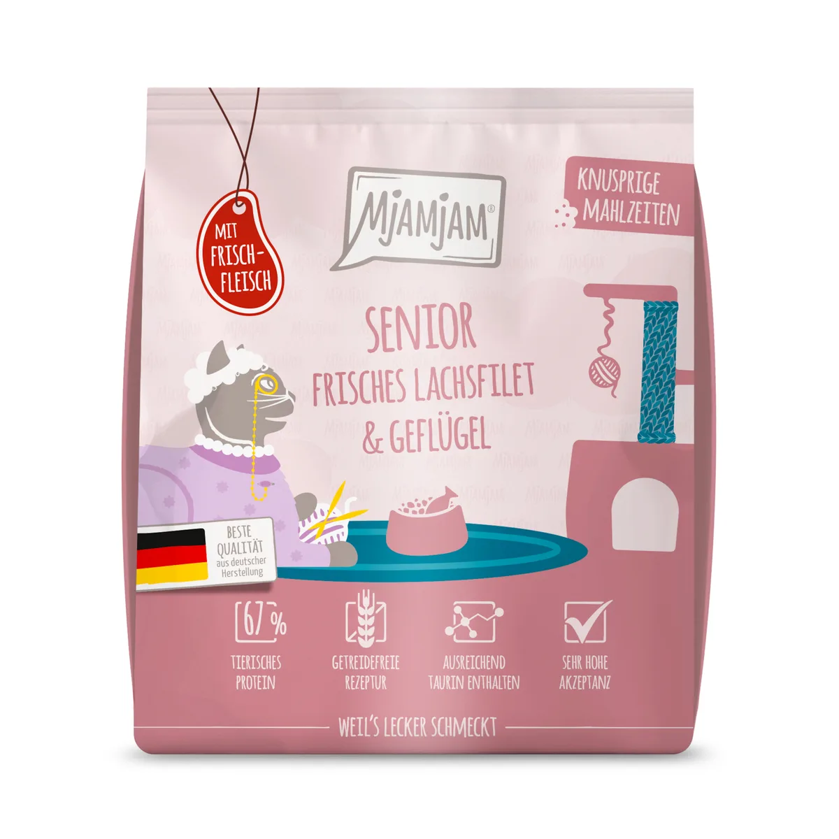 300 g MjAMjAM Knapperige Maaltijden Senior Zalm & Gevogelte Kattenvoer droog by MjAMjAM – product photo