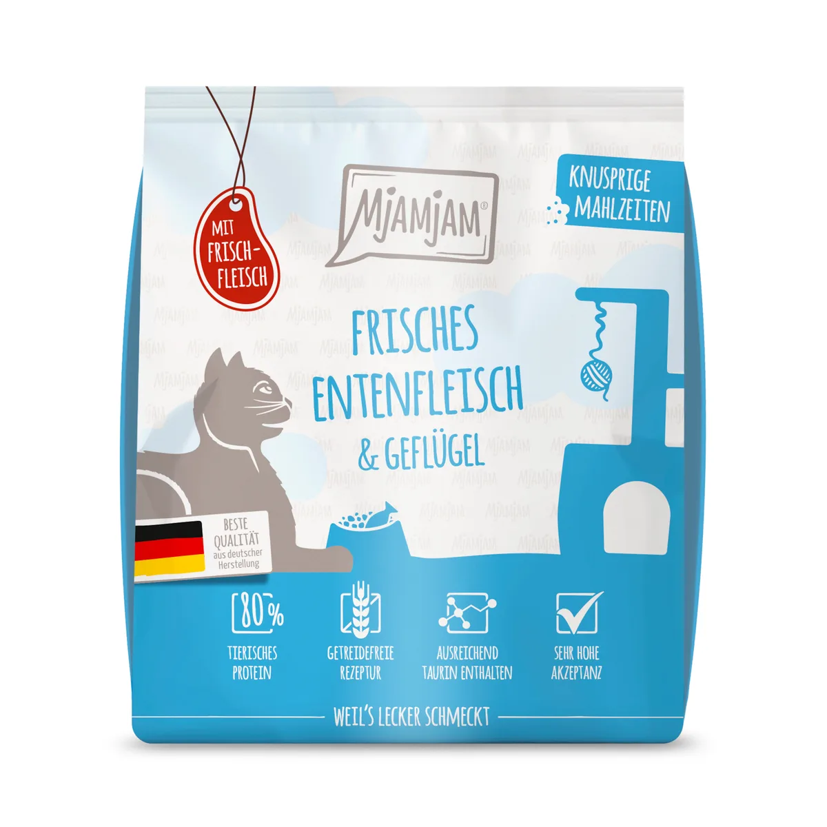 300g MjAMjAM Knapperige Maaltijden Eend & Gevogelte Kattenvoer droog by MjAMjAM – product photo