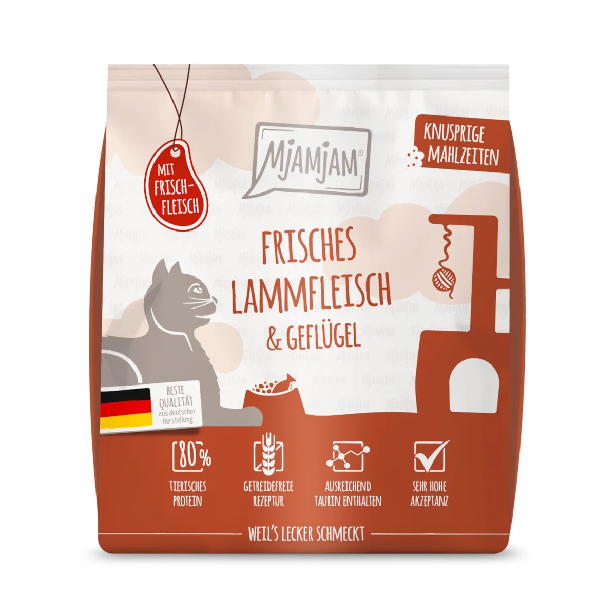 300g MjAMjAM Knapperige Maaltijden Lam & Gevogelte Kattenvoer droog van MjAMjAM – productfoto