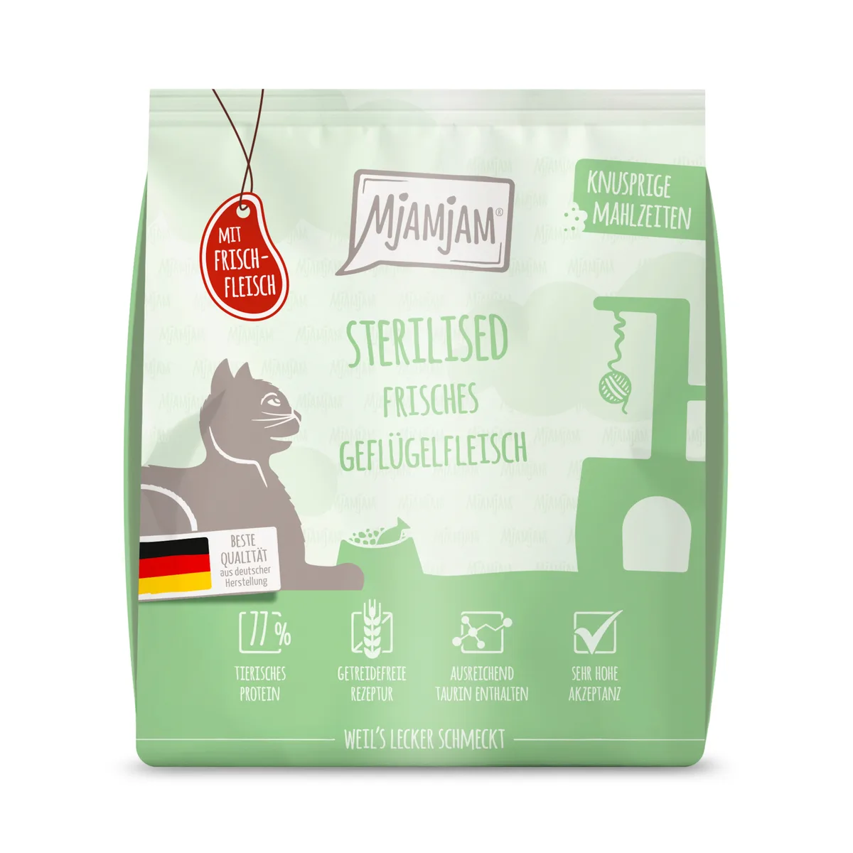 300g MjAMjAM Knapperige Maaltijden Sterilised Gevogelte Kattenvoer droog by MjAMjAM – product photo