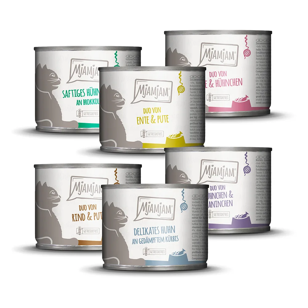 6x 200g Mixpack MjAMjAM Mix 2 (6 soorten) nat kattenvoer de MjAMjAM – photo produit