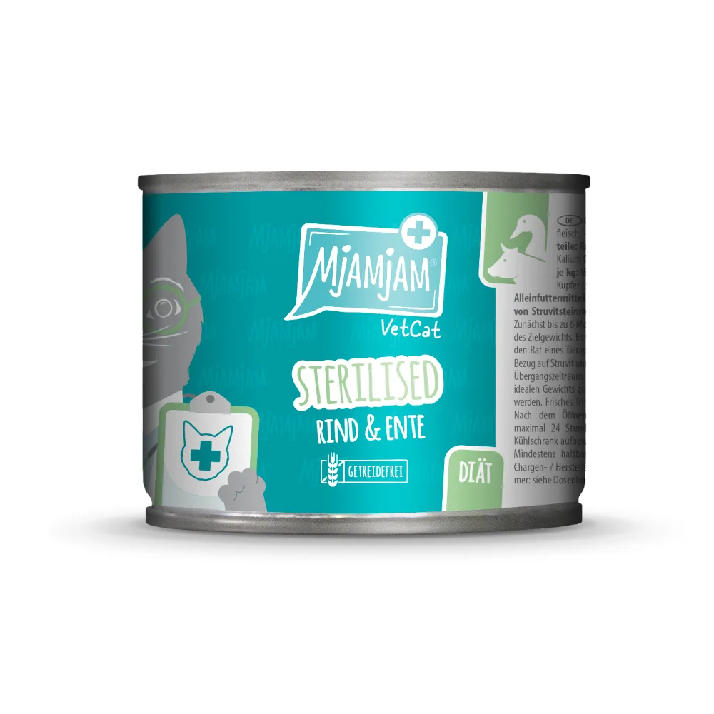 6x 200g MjAMjAM VetCat Gesteriliseerd Rund & Eend natvoer voor katten de MjAMjAM – photo produit