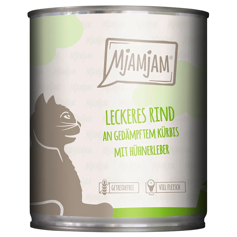6x 800g Heerlijk rundvlees op gestoomde pompoen MjAMjAM nat kattenvoer by MjAMjAM – product photo